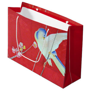 Japanese KIMONO Textile, Bluebird Large Gift Bag