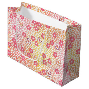 Japanese KIMONO Textile, Cherry Blossoms Pattern Large Gift Bag