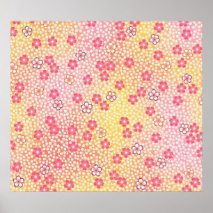 Japanese KIMONO Textile, Cherry Blossoms Pattern Poster