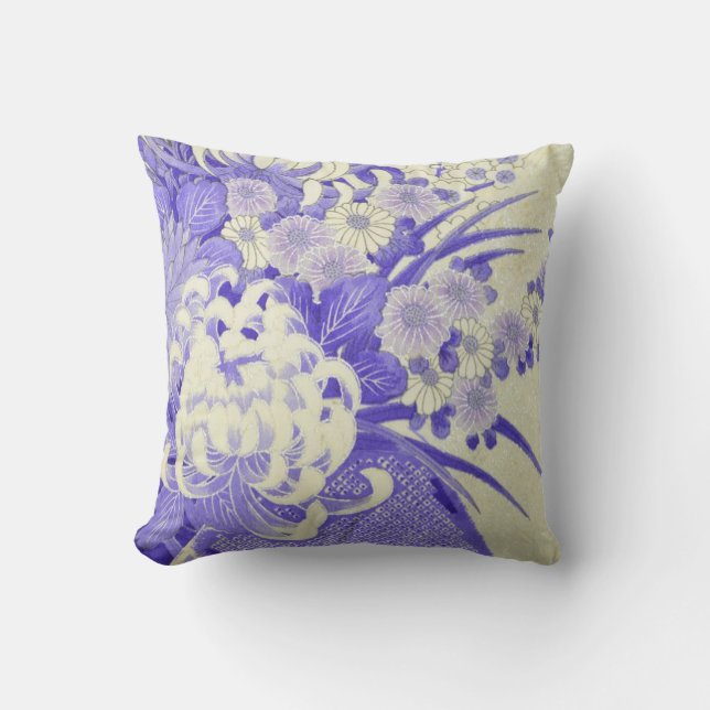 Japanese KIMONO Textile, Chrysanthemum Cushion (Front)