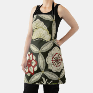 Japanese KIMONO Textile, Floral Pattern Apron