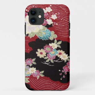 Japanese KIMONO Textile, Floral Pattern iPhone 11 Case