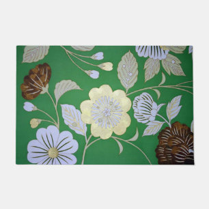 Japanese KIMONO Textile, Floral Pattern Doormat
