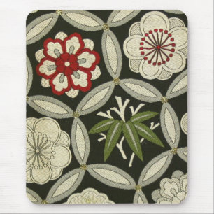 Japanese KIMONO Textile, Floral Pattern Mouse Mat
