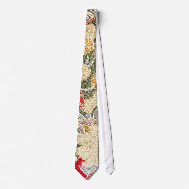 Japanese KIMONO Textile, Floral Pattern Tie (Front)