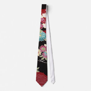 Japanese KIMONO Textile, Floral Pattern Tie