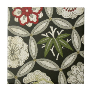 Japanese KIMONO Textile, Floral Pattern Tile