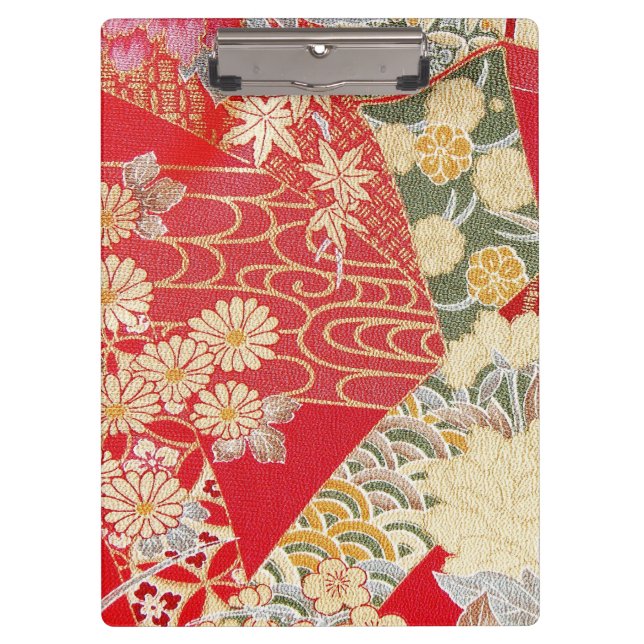 Japanese KIMONO Textile, Floret Pattern Clipboard (Front)
