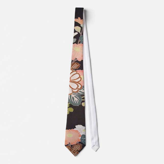 Japanese KIMONO Textile, Floret Pattern Tie (Front)