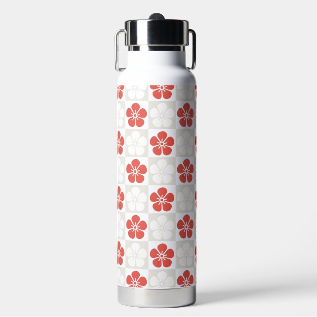 Japanese KIMONO Textile, Floret Pattern Water Bottle (Front)