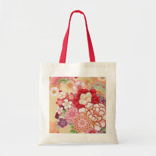Japanese KIMONO Textile, Flower Tote Bag