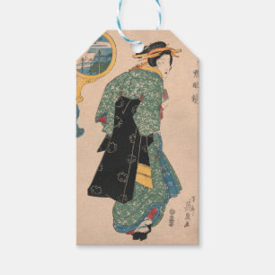 Japanese Kimono Woman Courtesan Artwork Gift Tags
