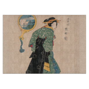 Japanese Kimono Woman: Ukiyo-e Woodblock Print  Cutting Board