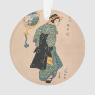 Japanese Kimono Woman: Ukiyo-e Woodblock Print  Ornament