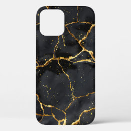 Japanese Kintsugi Black & Gold iPhone 12 Case