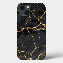 Japanese Kintsugi Black & Gold iPhone 13 Case