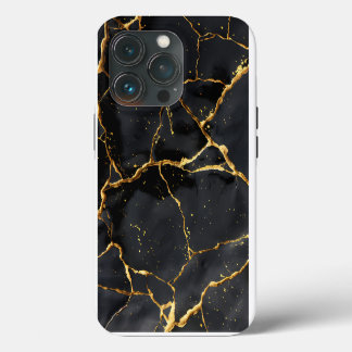 Japanese Kintsugi Black & Gold iPhone 13 Pro Case