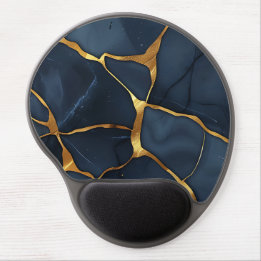 Japanese Kintsugi Dark Blue Gel Mouse Mat