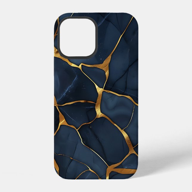 Japanese Kintsugi Dark Blue iPhone Case (Back)