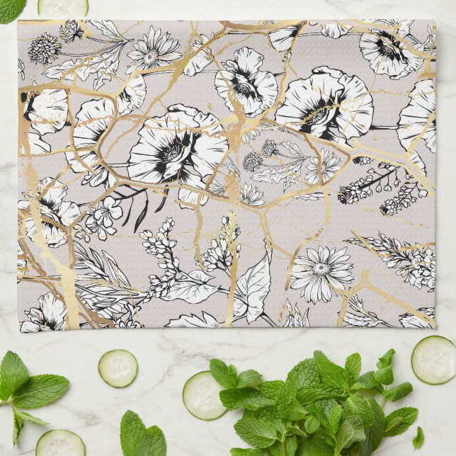 Japanese Kintsugi.  Tea Towel (Folded)