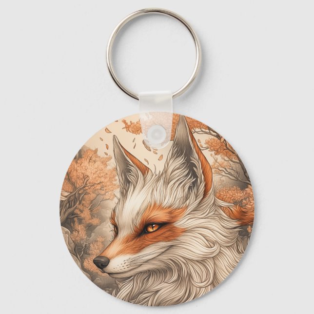 Japanese Kitsune fox Key Ring (Front)