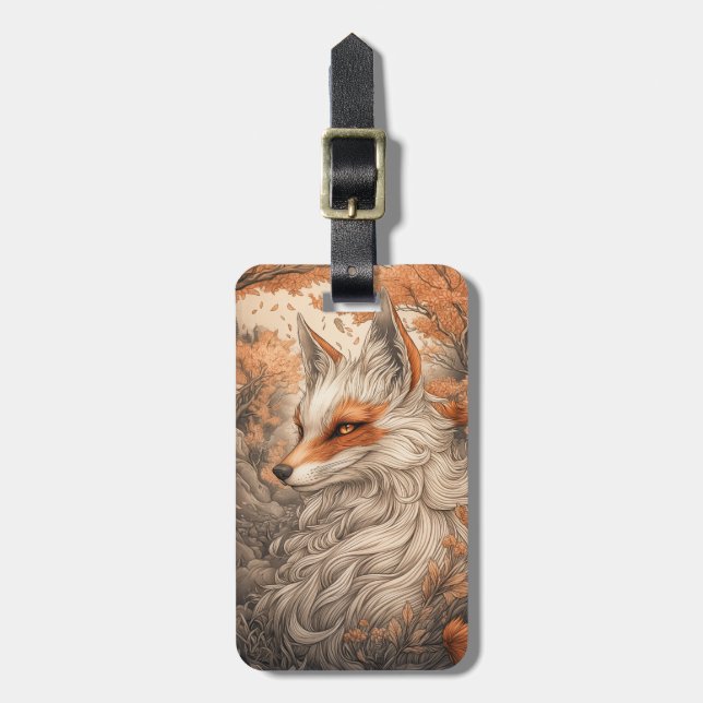 Japanese Kitsune fox Luggage Tag (Front Vertical)
