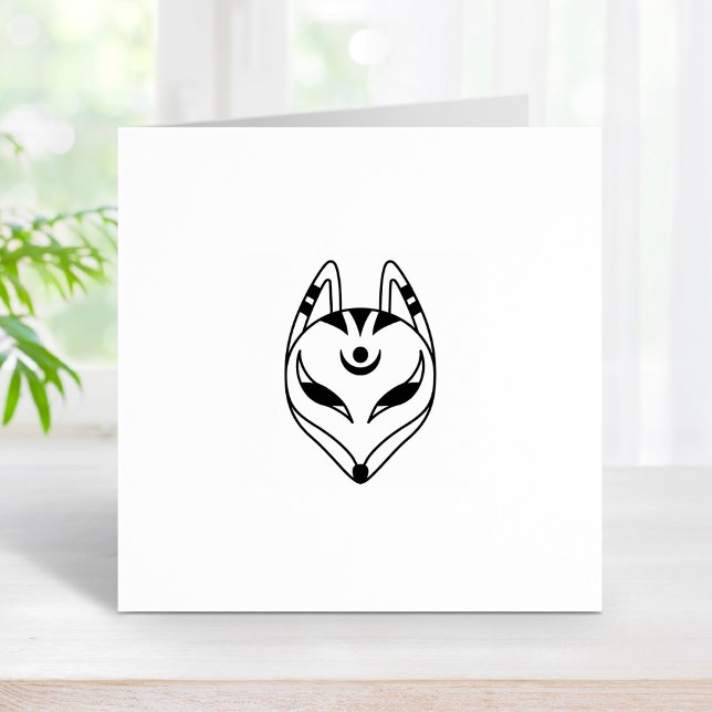 Japanese Kitsune Fox Mask 2 Rubber Stamp (Creator Uploaded)