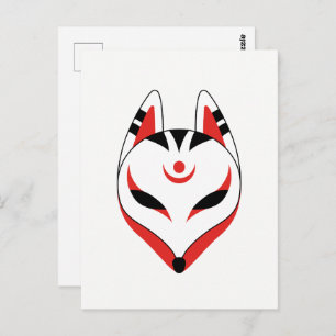 Japanese Kitsune Fox Mask Postcard