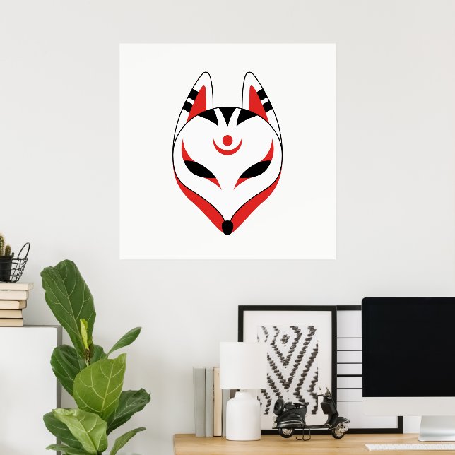 Japanese Kitsune Fox Mask Poster (Home Office)