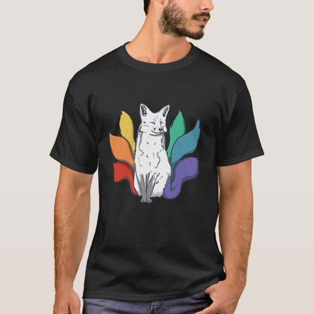 Japanese Kitsune Fox Traditional Art Aesthetic T-Shirt (Front)