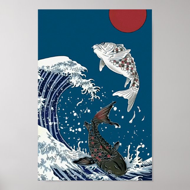 Japanese KOI art, yinyang Poster (Front)