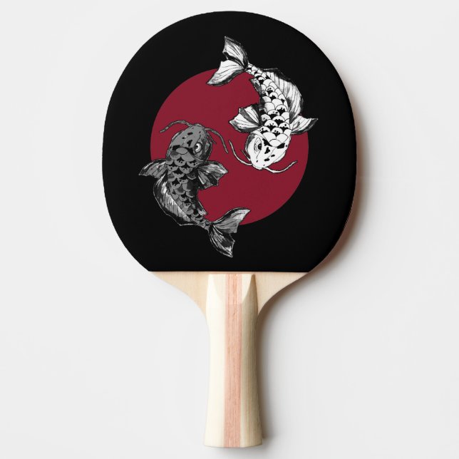 Japanese Koi Carp Circle Red Ping Pong Paddle (Front)