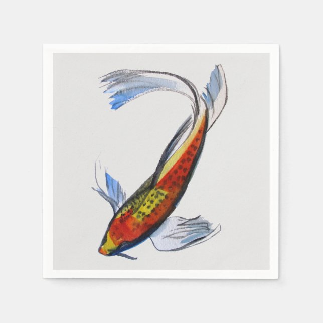 Japanese koi carp fish art homeware napkin (Front)