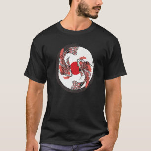 Japanese Koi Carp Japan Flag & Yin Yang Inspired T-Shirt