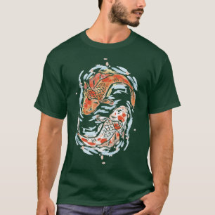 Japanese Koi Carp Nishikigoi Fish Pond Woodblock Y T-Shirt