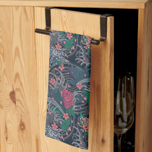 Japanese Koi & Chrysanthemums Tea Towel