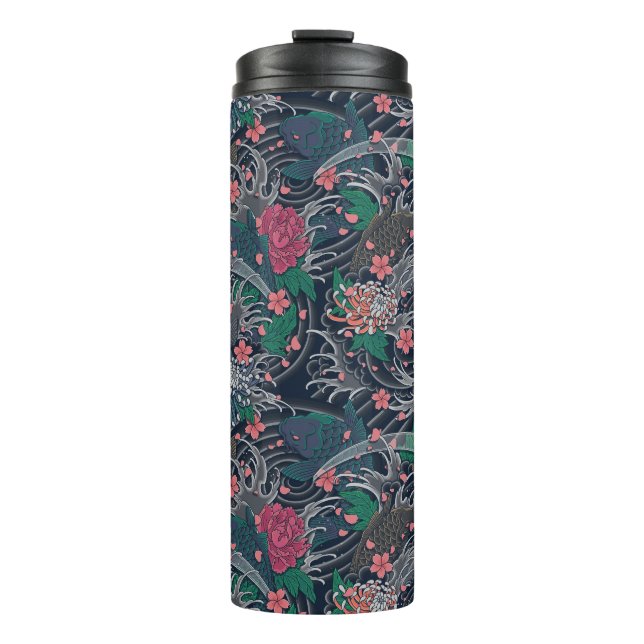 Japanese Koi & Chrysanthemums Thermal Tumbler (Front)