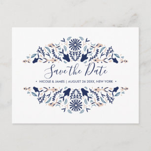 Japanese   Koi Fish Blue Wedding Save the date Announcement Postcard