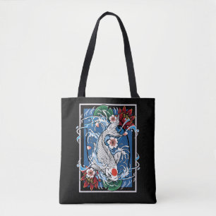 Japanese Koi Fish Cherry Blossom Carp Fishfarming Tote Bag