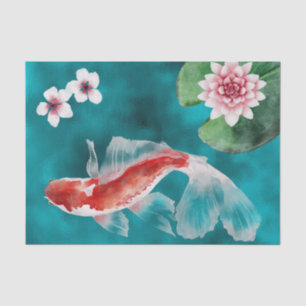 Japanese Koi Fish, Cherry Blossoms Japan Tissue Paper
