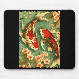 Japanese Koi Fish Cherry Blossoms Sakura Art Men W Mouse Mat
