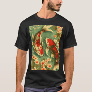 Japanese Koi Fish Cherry Blossoms Sakura Art Men W T-Shirt