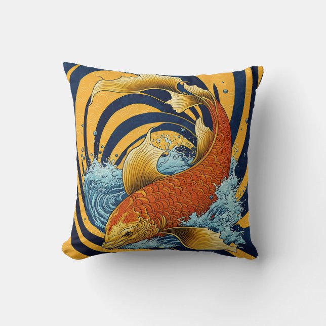 Japanese Koi Fish Cushion (Front)