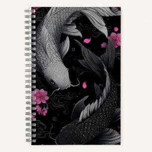 Japanese Koi Fish Dark Mode Notebook