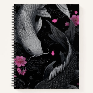 Japanese Koi Fish Dark Mode Notebook