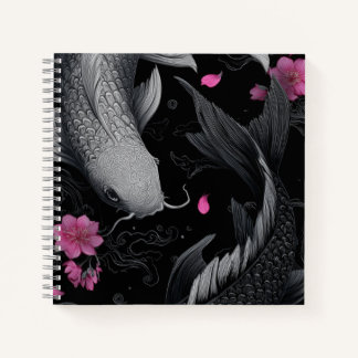 Japanese Koi Fish Dark Mode Notebook