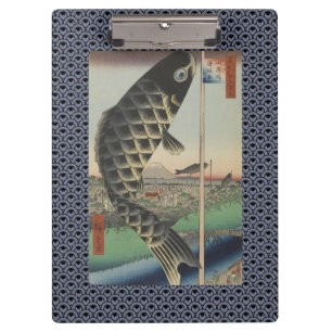 Japanese Koi Fish Festival Flag Antique Clipboard