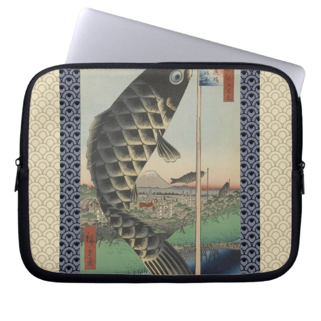Japanese Koi Fish Festival Flag Antique Laptop Sleeve (Front)