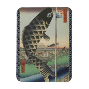 Japanese Koi Fish Festival Flag Antique Magnet