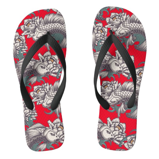 Japanese Koi Fish Flip Flops (Footbed)